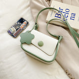 Pastel Colorblock Crossbody Bag with Flower Charm