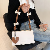 Cute Bow Underarm Bag for Girls Small Square Fashion Shoulder Bag