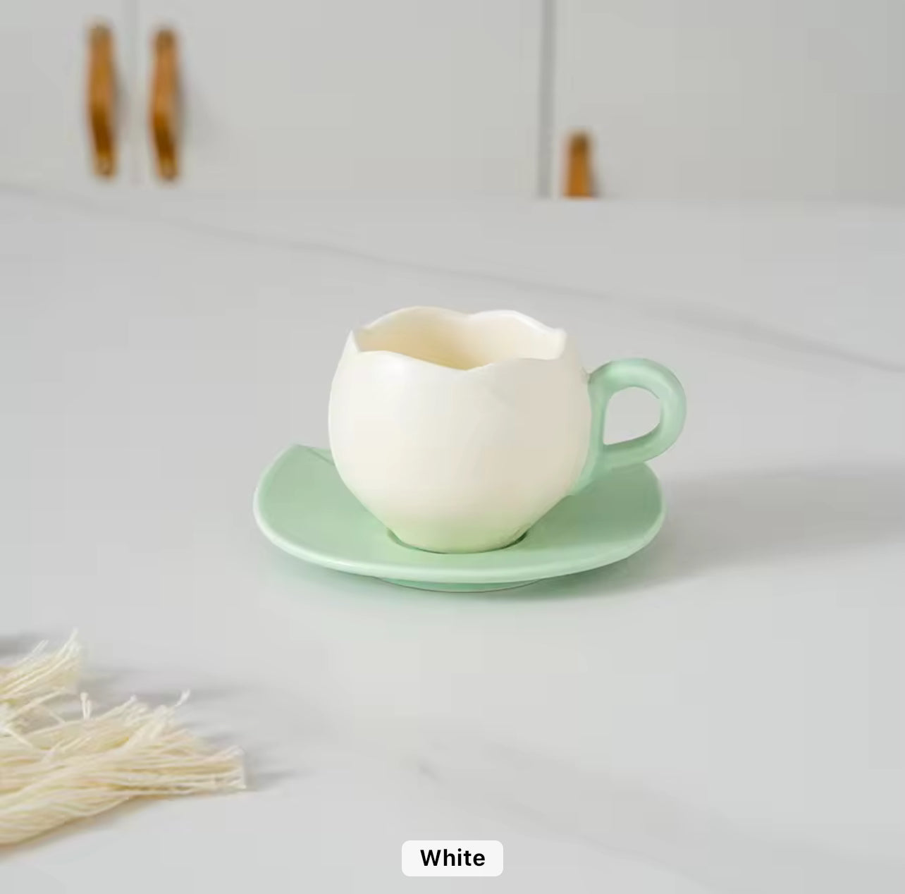Ceramic Mini Tulip Coffee Mug With Saucers