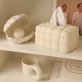 Cream Ceramic Tissue Box Decorative Paper Drawer for Living Room Coffee Table, Dining Room