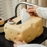 Creative Style Ceramic Tissue Box Cute Cream Square Napkin Holder for Living Room, Coffee Table, Car & Office Without Jerry