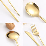 Black & Gold Stainless Steel Cutlery Set Elegant Flatware Gift Box with Knife Fork Spoon for Festive Dining & Special Occasions