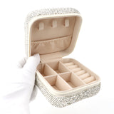 Rhinestone Jewelry Case Portable Sparkling Organizer Box for Rings, Earrings & Necklace