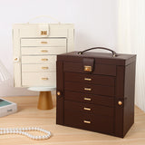 Delicate Multi layer Jewelry Box with Lock Large Capacity Necklace Earrings Organizer Storage New