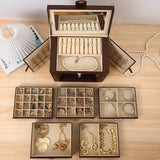 Delicate Multi layer Jewelry Box with Lock Large Capacity Necklace Earrings Organizer Storage New