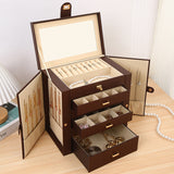 Delicate Multi layer Jewelry Box with Lock Large Capacity Necklace Earrings Organizer Storage New