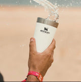 water Glass Replica 502ml Stainless Steel Coffee Mug with Handle Premium Brand Inspired Tumbler for Hot Drinks