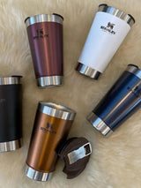 water Glass Replica 502ml Stainless Steel Coffee Mug with Handle Premium Brand Inspired Tumbler for Hot Drinks
