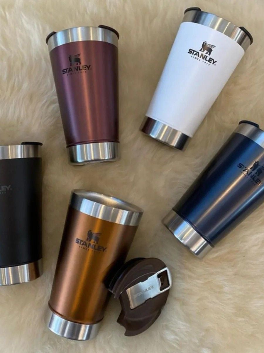 water Glass Replica 502ml Stainless Steel Coffee Mug with Handle Premium Brand Inspired Tumbler for Hot Drinks