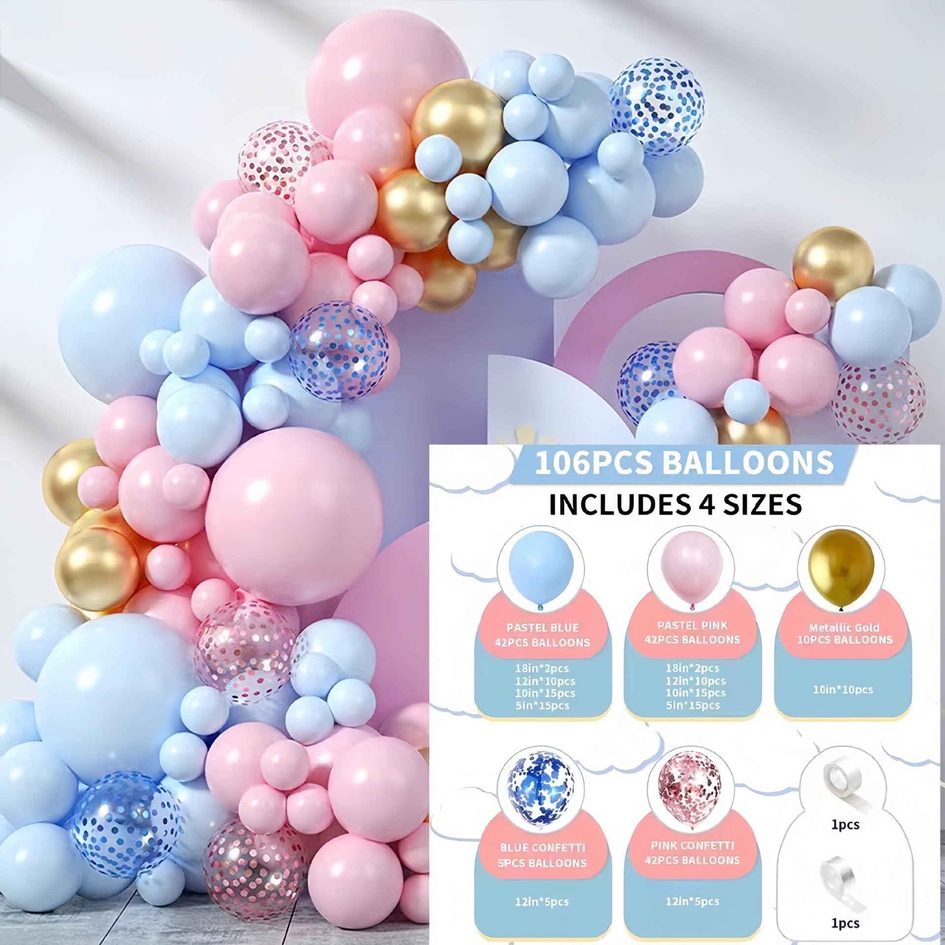 106 pcs Pastel Balloon Garland Set