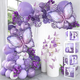 118 Pcs Purple Butterfly Balloon Garland Kit Party Decoration Set for Birthday, Baby Shower, or Events