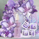 118 Pcs Purple Butterfly Balloon Garland Kit Party Decoration Set for Birthday, Baby Shower, or Events