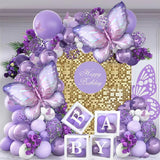 118 Pcs Purple Butterfly Balloon Garland Kit Party Decoration Set for Birthday, Baby Shower, or Events