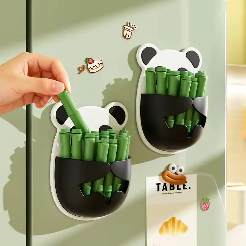 Cute Panda Wall-Mounted Storage Organizer Self-Adhesive Multi-Purpose Hanging Storage Pocket