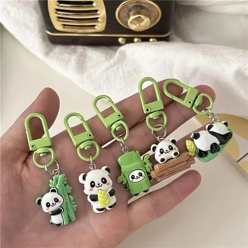 Cute Panda Keychain Charm Mini Cartoon Animal Bag Pendant & Key Ring