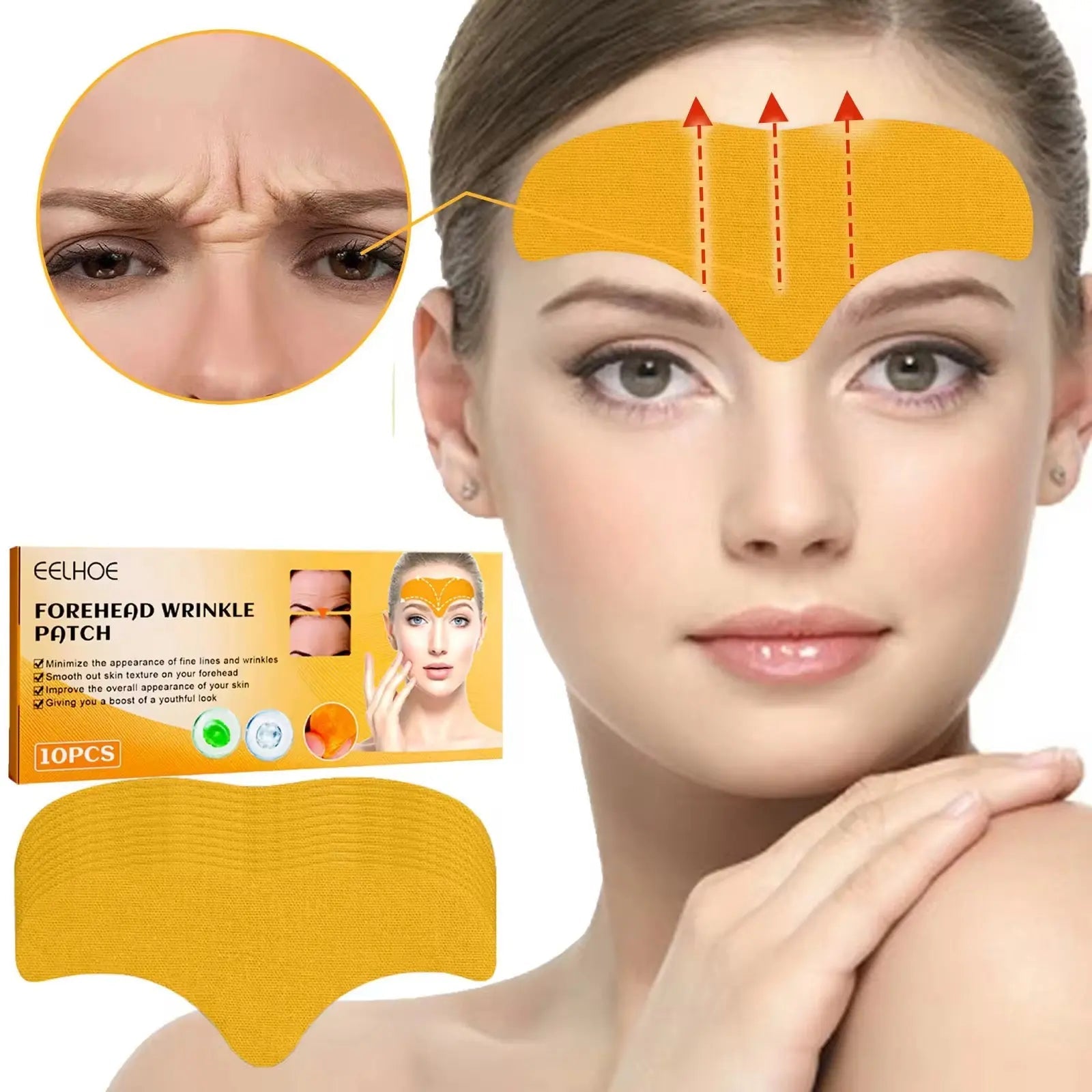 Forehead Wrinkle Patch Hydrating Forehead Care Patches for Smoother-Looking Skin (10 PCS)
