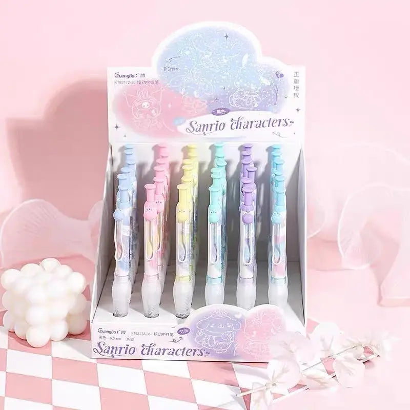 Characters 0.5mm Gel Ink Pen Cute Pastel Retractable Black Ink Pen for School & Office