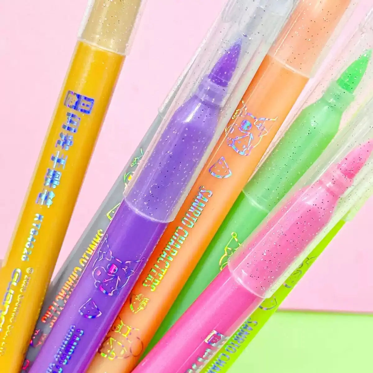 8 Color Fluorescent Highlighter Marker Set Cute Soft Brush Tip Neon Study Markers