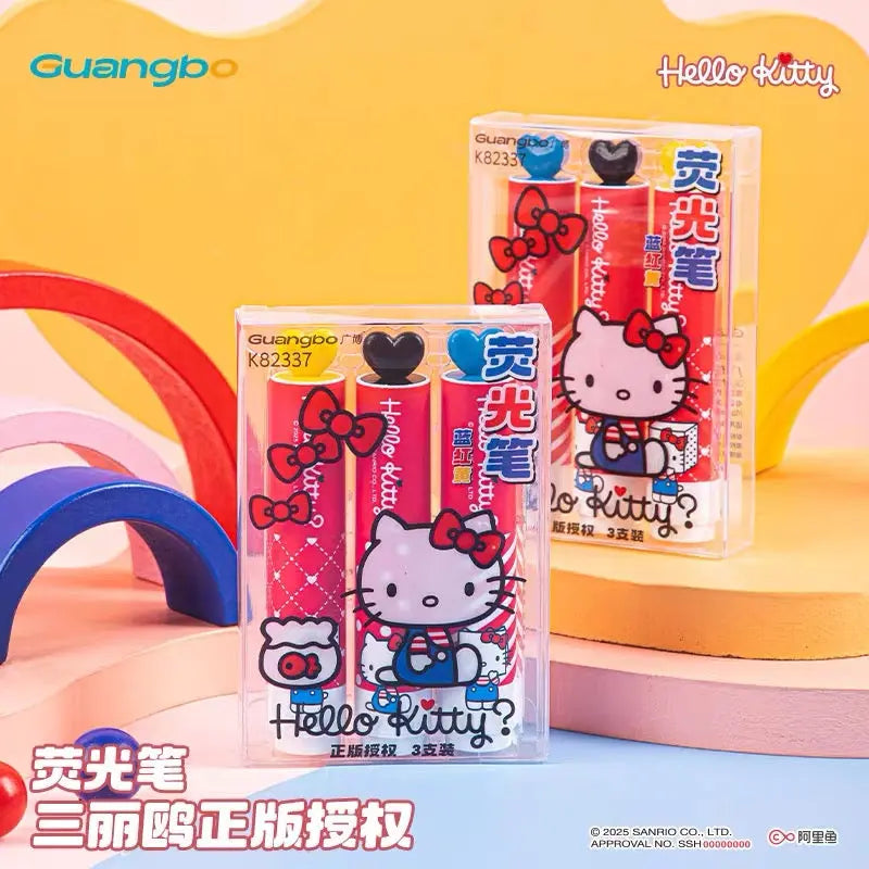 3 Color Fluorescent Highlighter Marker Set Cute Chisel Tip Study Highlighters