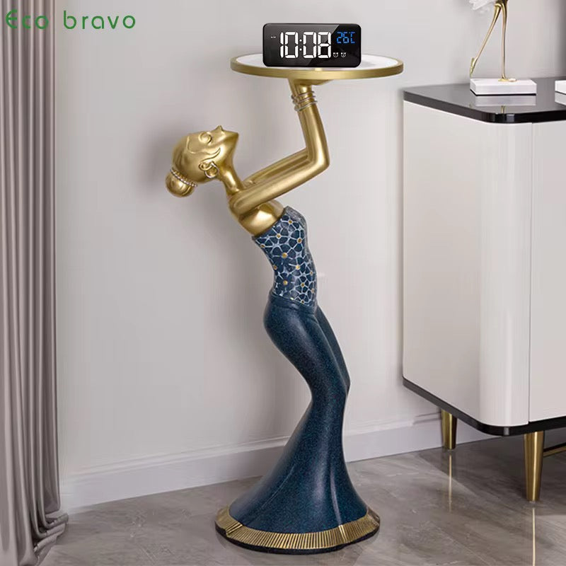 Elegant Lady Sculpture Side Table Artistic Resin Design