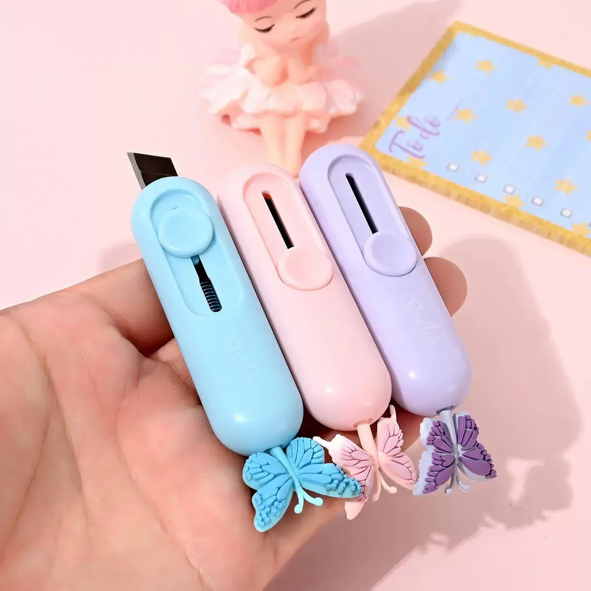 Butterfly Mini Utility Cutter Knife Cute Retractable Box Cutter for Crafts, Office & School