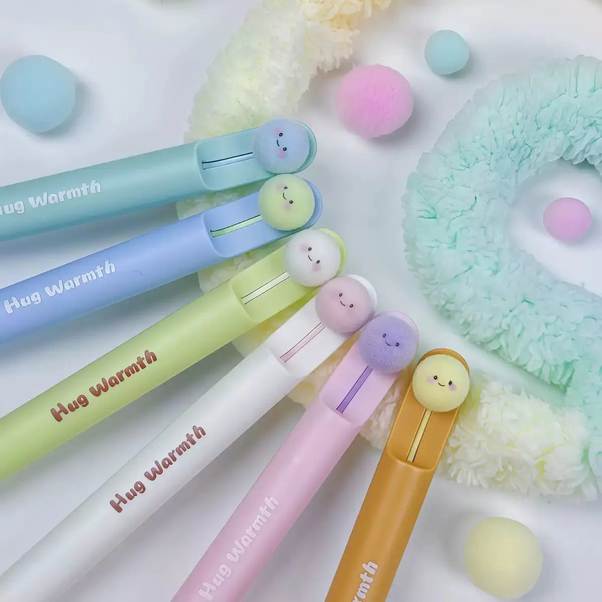 Hug Warmth Pom Pom Gel Pen 0.5mm Cute Retractable Smooth Writing Pen