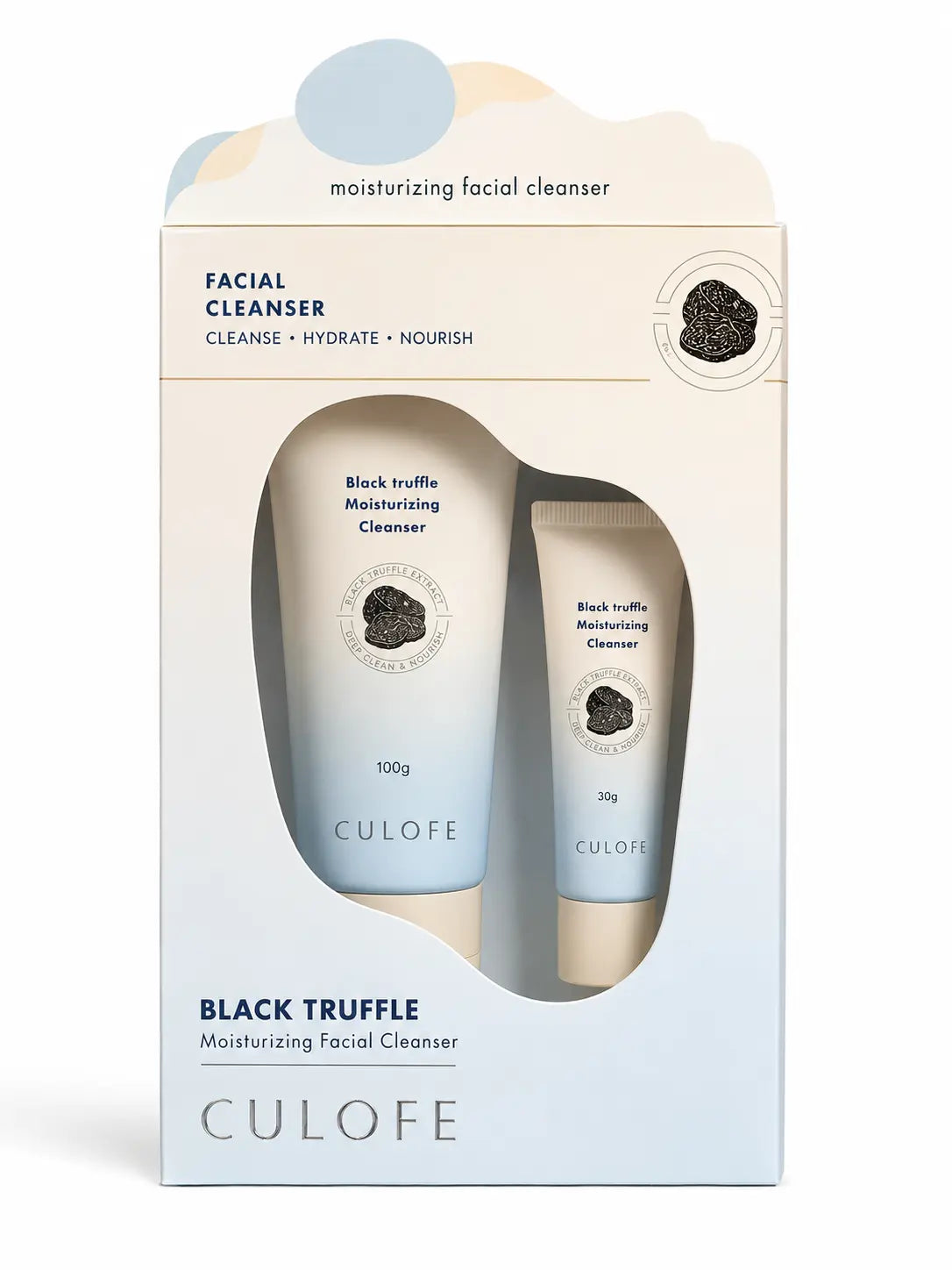 Black Truffle Moisturizing Facial Cleanser Set (100g + 30g) Hydrating Deep Cleansing Face Wash