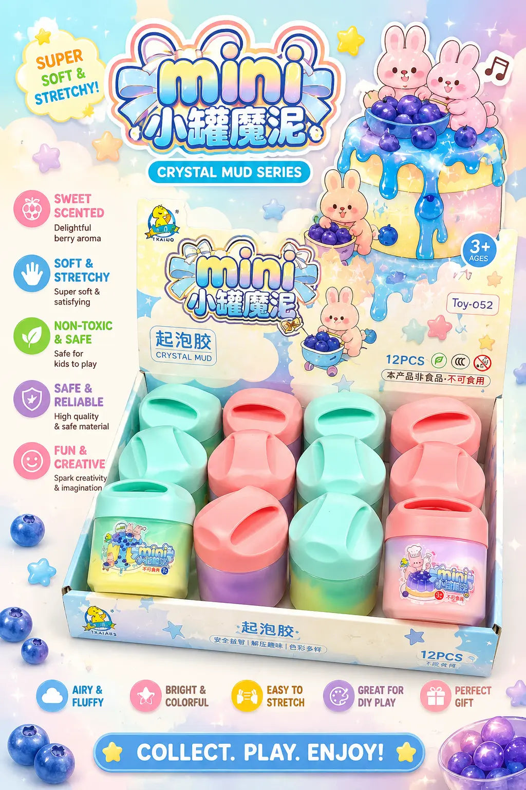 Mini Crystal Mud Slime Soft Stretchy Scented DIY Sensory Slime for Kids