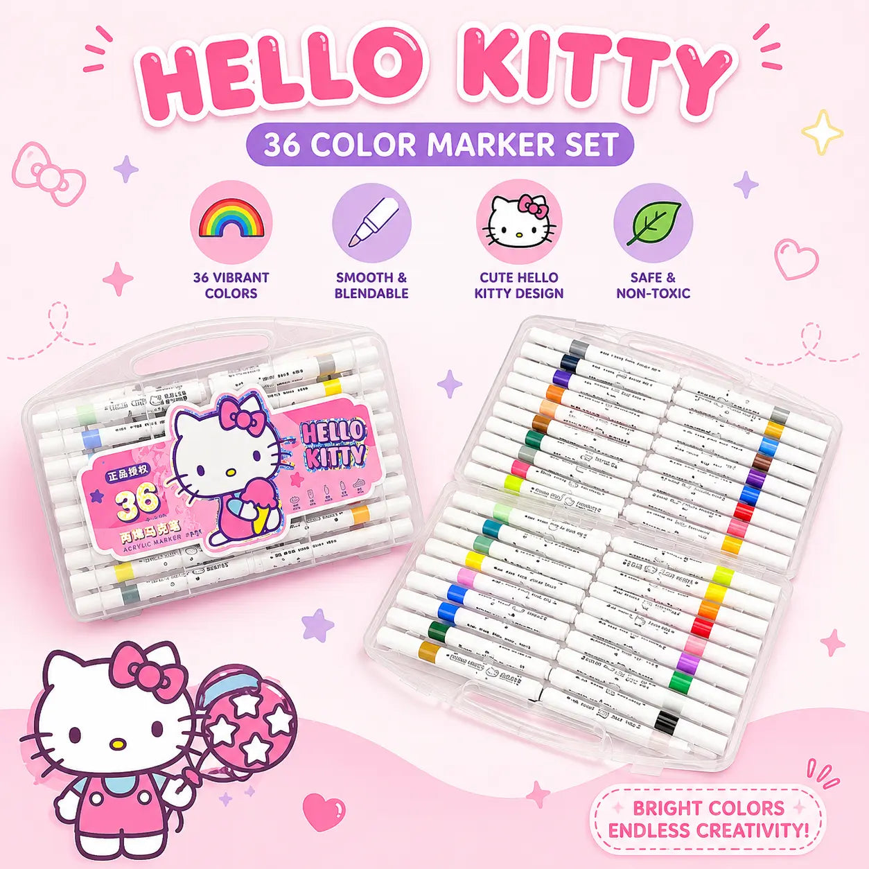 36 Colors Marker Set Dual Tip Acrylic Art Markers for Kids & Artists