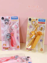 Energetic Cats Trendy Keychain Gel Pen Cute Cat Paw 0.4mm Black Ink Pen