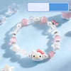 Cute Kitty Pearl Beaded Bracelet Kawaii Adjustable Charm Bracelet for Girls