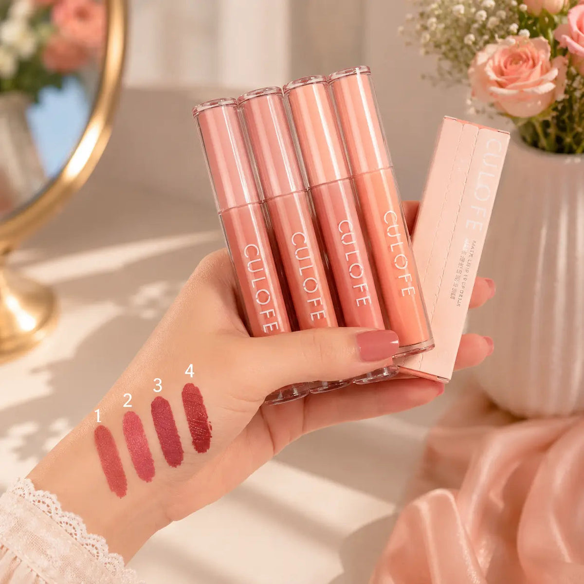 Matte Lip Glaze Velvet Lipgloss (4 Shades)