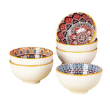 Bohemian Ceramic Bowl Set with Gift Box 4/6 Piece Random Pattern Bowls without Chopsticks