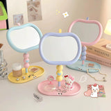 Cute Apple Shape Vanity Mirror with Jewelry Storage Tray Pastel Desktop Makeup Mirror