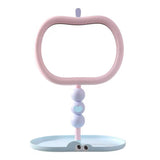 Cute Apple Shape Vanity Mirror with Jewelry Storage Tray Pastel Desktop Makeup Mirror
