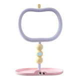 Cute Apple Shape Vanity Mirror with Jewelry Storage Tray Pastel Desktop Makeup Mirror