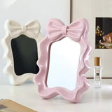 Luxury Bow Vanity Mirror Cute Desktop Makeup Mirror with Adjustable Stand & Wall Hook