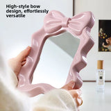 Luxury Bow Vanity Mirror Cute Desktop Makeup Mirror with Adjustable Stand & Wall Hook