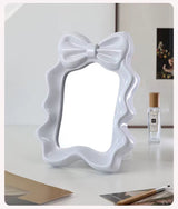 Luxury Bow Vanity Mirror Cute Desktop Makeup Mirror with Adjustable Stand & Wall Hook