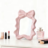 Luxury Bow Vanity Mirror Cute Desktop Makeup Mirror with Adjustable Stand & Wall Hook
