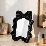 Luxury Bow Vanity Mirror Cute Desktop Makeup Mirror with Adjustable Stand & Wall Hook