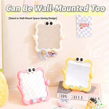 Cute Cartoon Wall Mounted Makeup Mirror with Phone Stand Multifunction Vanity Mirror