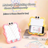 Cute Cartoon Wall Mounted Makeup Mirror with Phone Stand Multifunction Vanity Mirror