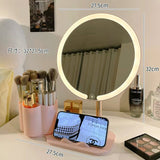 LED Vanity Makeup Mirror with Storage Organizer & Phone Holder Touch Control Desktop Mirror