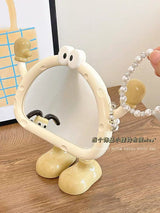 Cute Cartoon Standing Vanity Mirror Aesthetic Desktop Makeup Mirror with Jewelry Holder