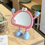 Cute Cartoon Standing Vanity Mirror Aesthetic Desktop Makeup Mirror with Jewelry Holder