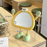 Cute Cartoon Standing Vanity Mirror Aesthetic Desktop Makeup Mirror with Jewelry Holder