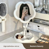 Flower Shape Vanity Makeup Mirror Cute Adjustable Desktop Mirror for Bedroom & Dressing Table