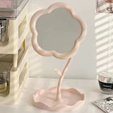Flower Shape Vanity Makeup Mirror Cute Adjustable Desktop Mirror for Bedroom & Dressing Table