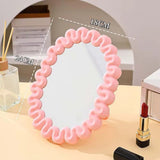 Cute Wavy Vanity Makeup Mirror Aesthetic Desktop Dressing Mirror